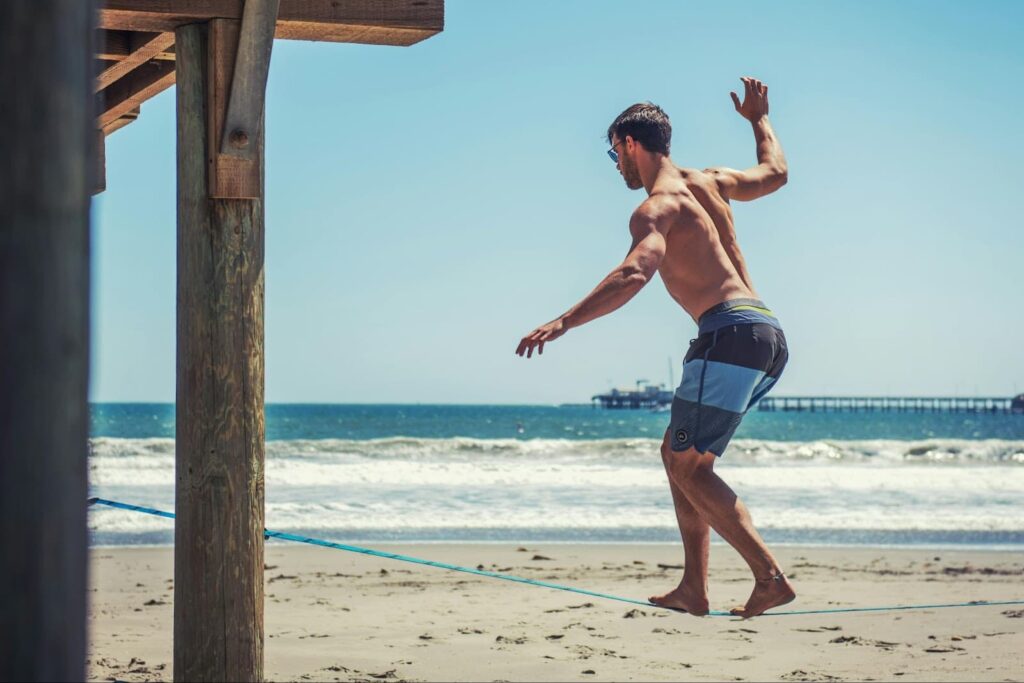 man walking the tightrope